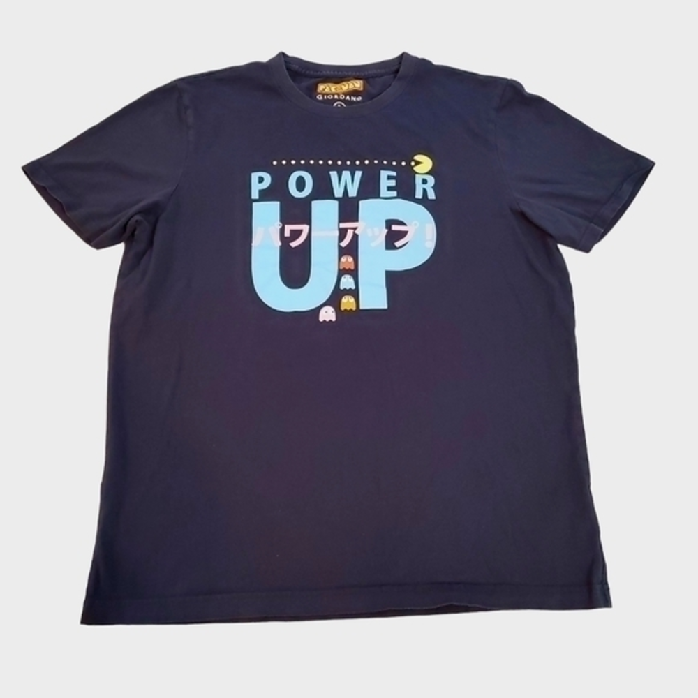 Pac-Man x Giordano Men's‎ Dark Blue Power Up Classic Arcade T-Shirt Large